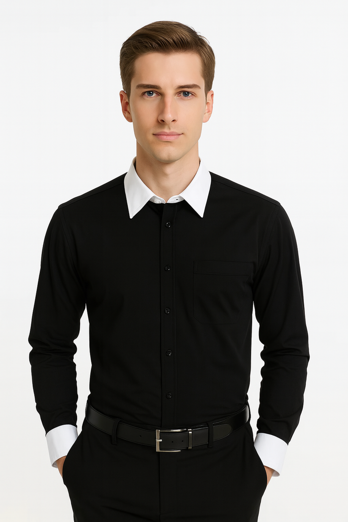 Classic Stylish Fashionable -White Collar Two Toned Contrast white collars Multi-color Men's Dress Shirt