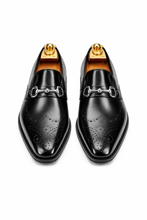 Mens Wholecut Two Tone Leather Wingtip Loafer Dress Shoes in Blue & Tan