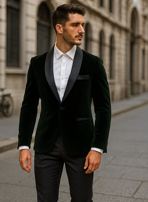 Black Velvet Fabric Suit With Velvet Tuxedos Fabric