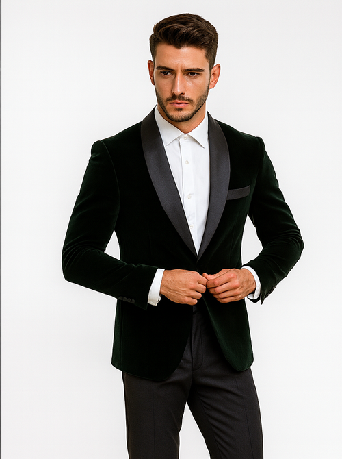 Black Velvet Fabric Suit With Velvet Tuxedos Fabric