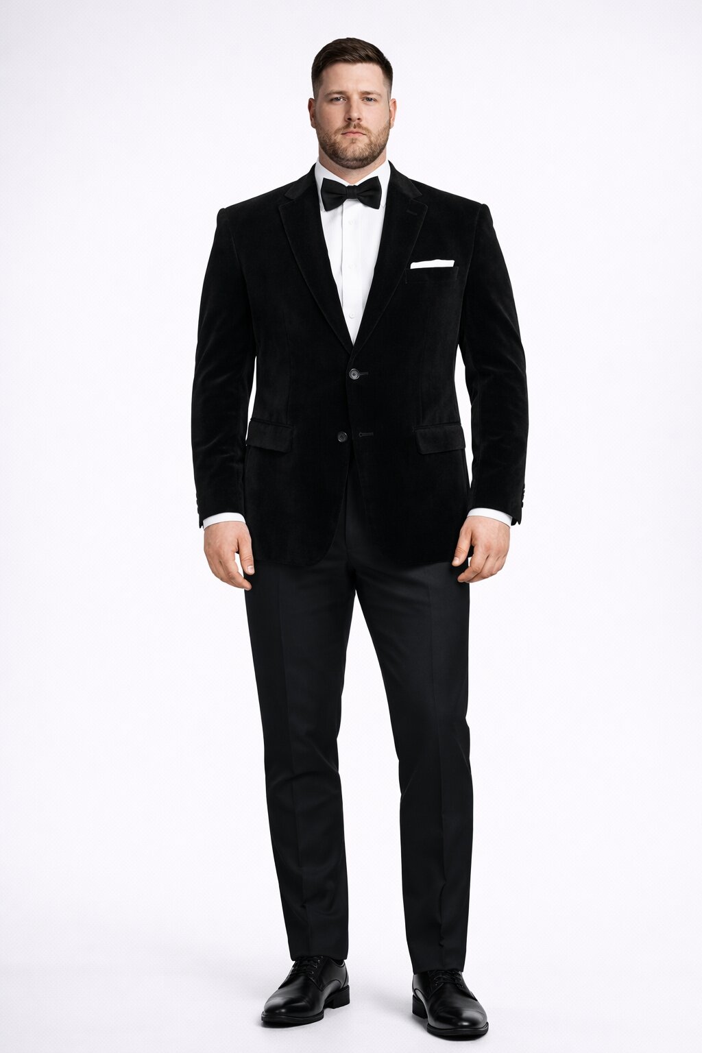 Mens 2 Button Velvet Blazer in Black