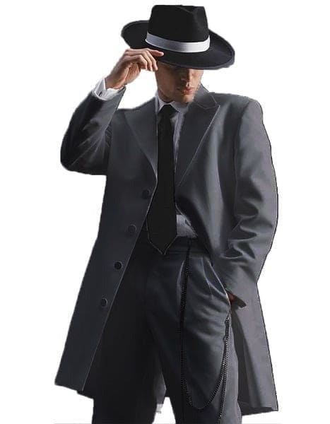 Mens Pimp Suit -Gangster Suit - Mobster Suit - Mafia Suit For Mens Vested Long Tuxedo Zoot Suit in Black