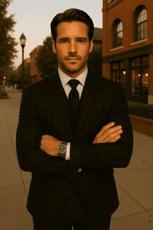 Wool Suit - Italian Made Business Suit by Statement Men's 3 Piece 100% Wool Fashion Suit - Modern Fit