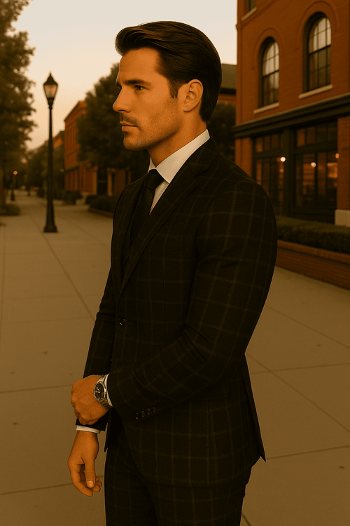 Wool Suit - Italian Made Business Suit by Statement Men's 3 Piece 100% Wool Fashion Suit - Modern Fit