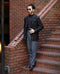 Suit And Turtleneck Combo - Turtleneck Prom Outfits - Prom Turtleneck Dark Brown Suit