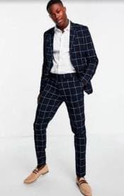 Blue Checkered Suit - AlbertoNardoniStore