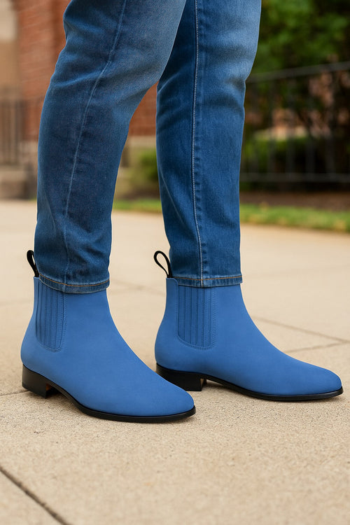 Blue Jean Los Altos Boots Men's Charro Botin Short Ankle Suede Boots