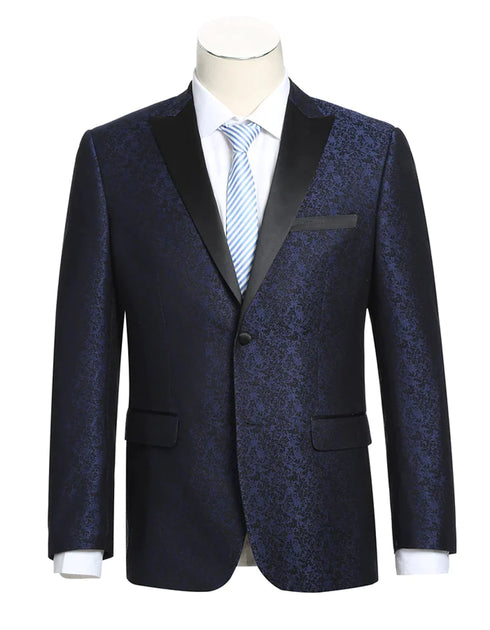 Blue Paisley Jacket Mens Paisley Shawl Prom Tuxedo Blaze - AlbertoNardoniStore