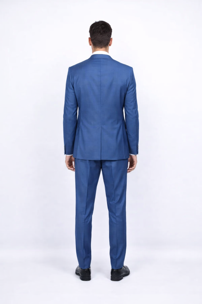Blue Slim Fit Mens Suit by Rossiman Rossi - Skinny Style with 1-Button Jacket