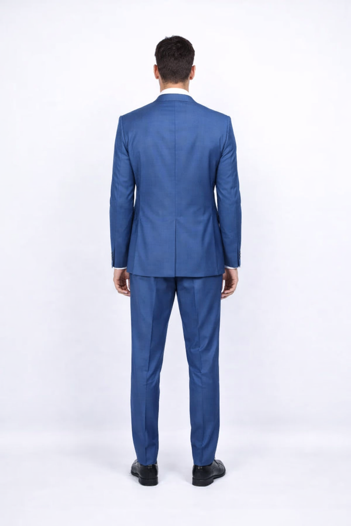 Blue Slim Fit Mens Suit by Rossiman Rossi - Skinny Style with 1-Button Jacket