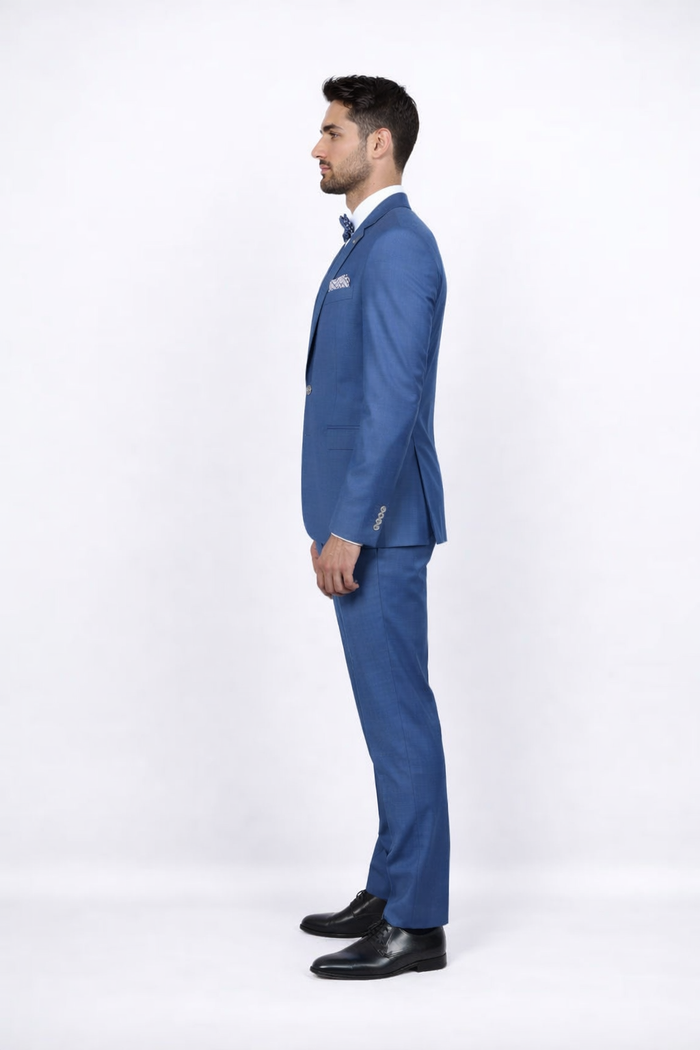 Blue Slim Fit Mens Suit by Rossiman Rossi - Skinny Style with 1-Button Jacket