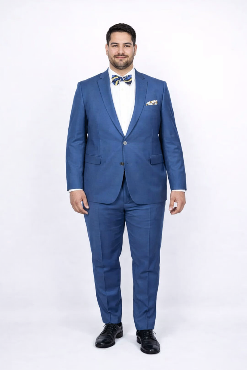 Blue Slim Fit Mens Suit by Rossiman Rossi - Skinny Style with 1-Button Jacket