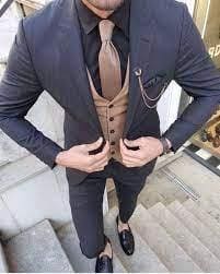 Blue Suit Brown Vest - AlbertoNardoniStore