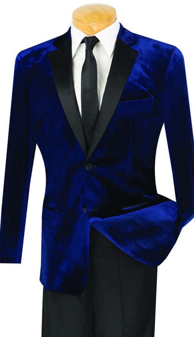 Men’s Blue Wedding Suit – Blue Velvet Slim Fit by Vinci