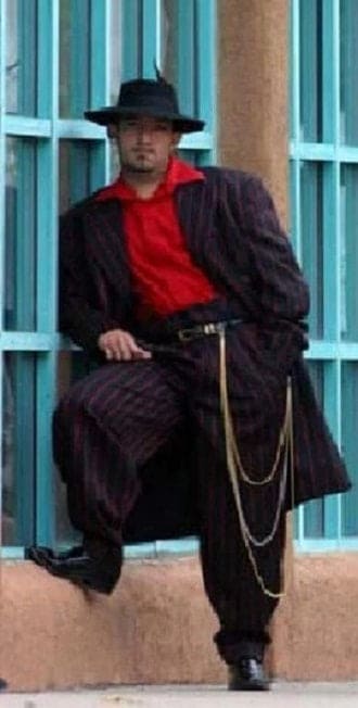Mens Pimp Suit -Pinstripe Zoot Suit Black and Red Suit