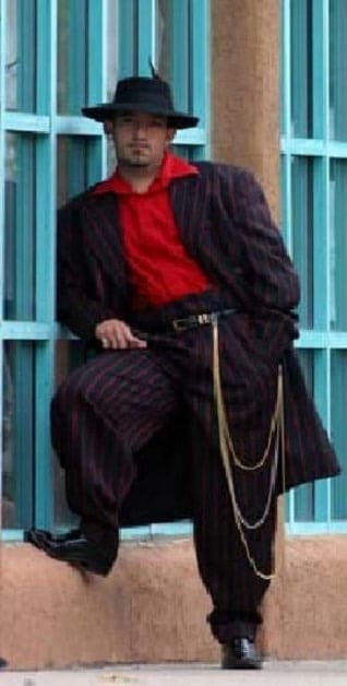 Pinstripe Zoot Suit Black and Red Suit