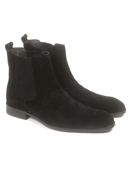 Botines para hombre negro Carrucci Black Leather Suede Men’s Chelsea Boot - AlbertoNardoniStore