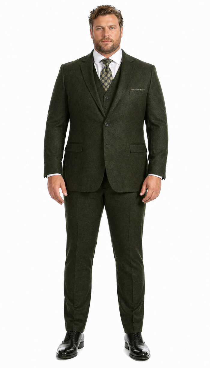 Bradford Hunter Green Slim Fit 3 Piece Tweed Suit