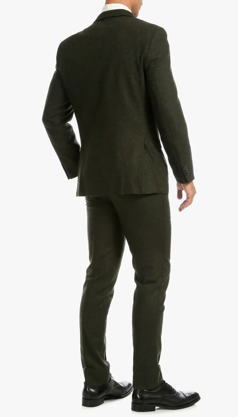 Bradford Hunter Green Slim Fit 3 Piece Tweed Suit