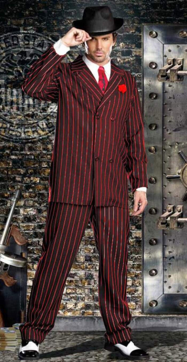 Black With Red Pinstripe Suit