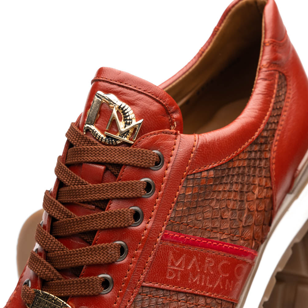 Marco Di Milano Brescia Python & Calfskin Sneakers Cognac