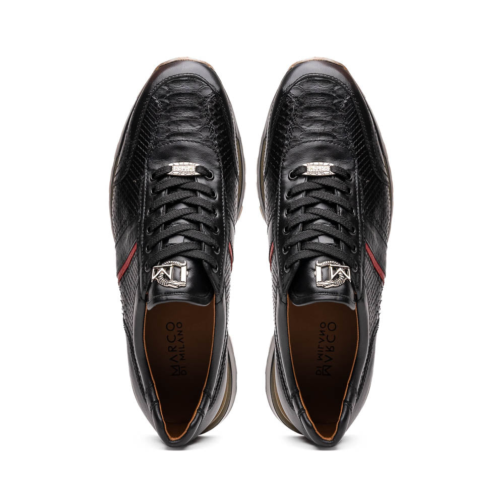 Marco Di Milano Brescia Python & Calfskin Sneakers Black