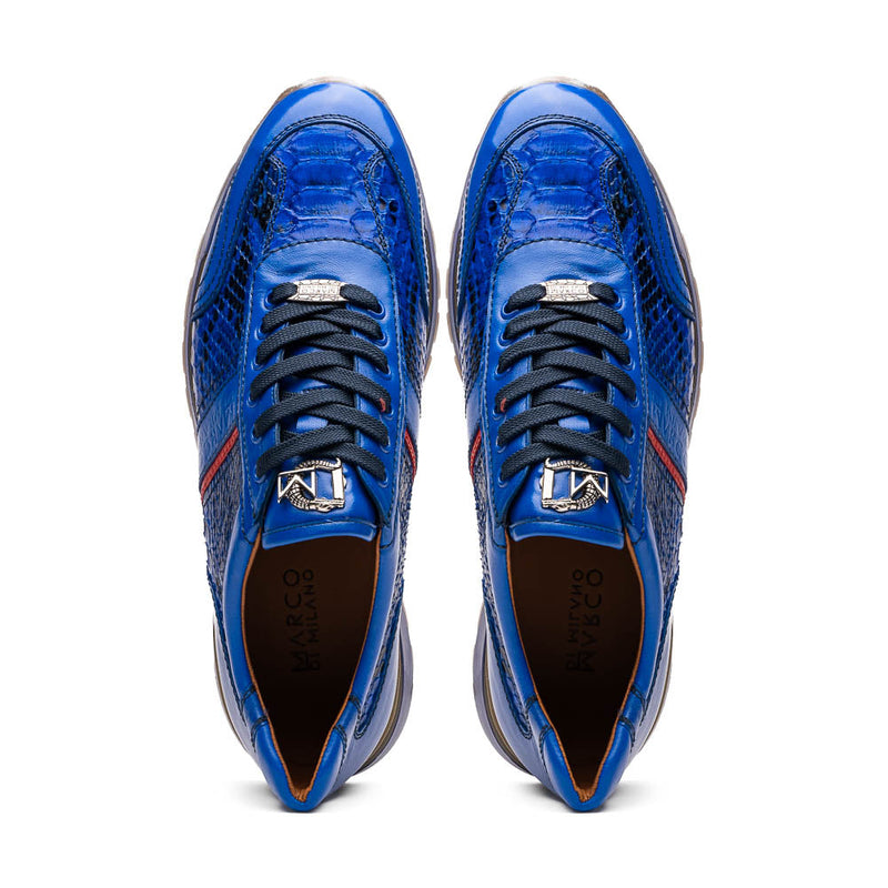 Marco Di Milano Brescia Python & Calfskin Sneakers Blue