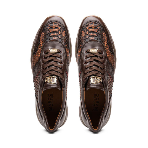 Marco Di Milano Brescia Python & Calfskin Sneakers Cognac