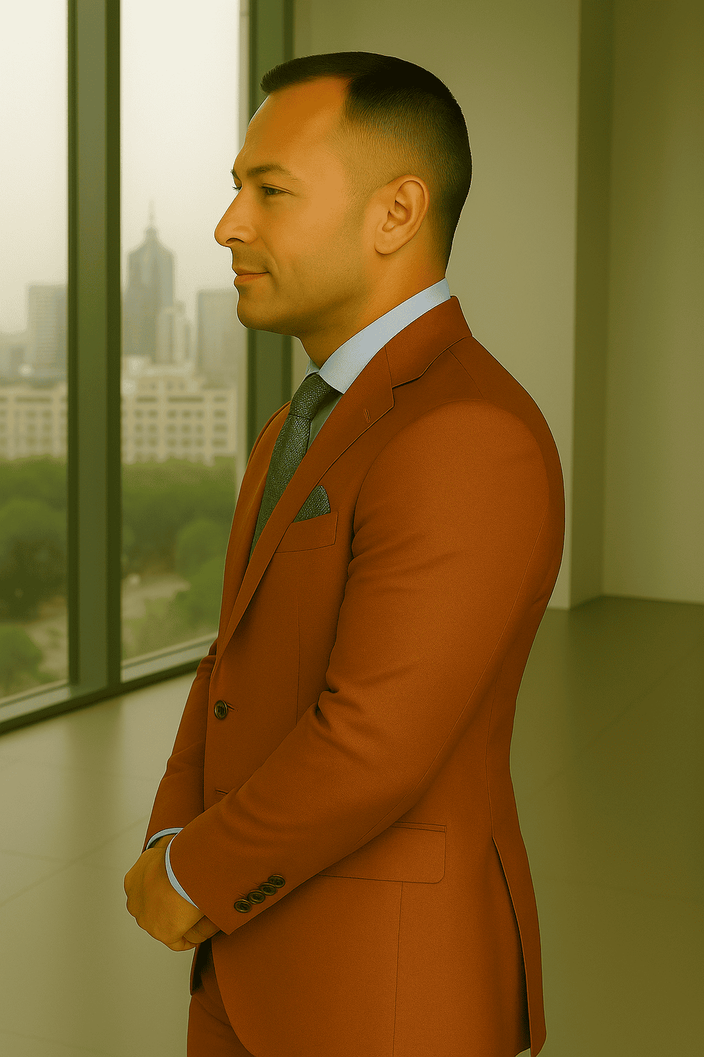 Wool Suit - Italian Made Business Suit by Statement Men's 3 Piece 100% Wool Fashion Suit - Bold Colors