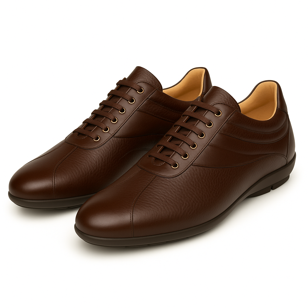 Mezlan Luka Men’s Sneaker – Brown Calfskin and Deerskin Leather Casual Shoe, Handmade in Spain