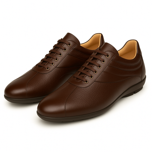 Mezlan Luka Men’s Sneaker – Brown Calfskin and Deerskin Leather Casual Shoe, Handmade in Spain