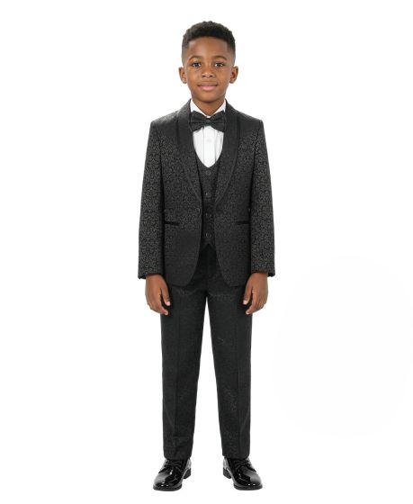 Boys 3 Piece Slim Fit Tuxedo - Paisley Design