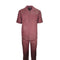 Mens Burgundy Linen Shirt and Pants Casual Outfit Set