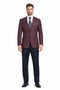 Sacos Para Hombre - Sacos Vaqueros Mens Slim Fit Two Button Wool Sport Coat Blazer in Burgundy & Blue Windowpane Plaid