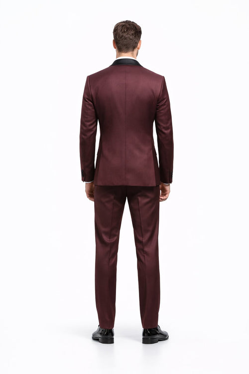 Mens Designer Wedding Tuxedo in Burgundy