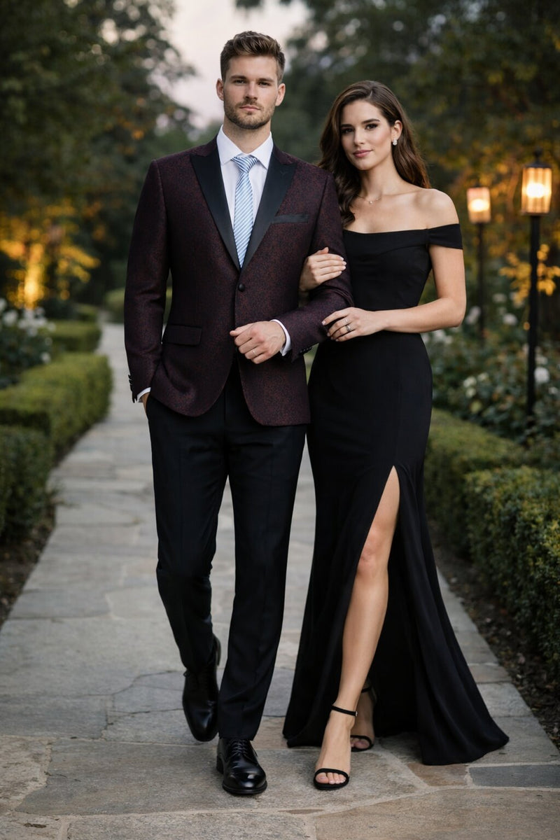 Mens Slim Fit Burgundy Tuxedo Blazer