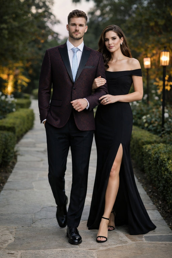 Mens Slim Fit Burgundy Tuxedo Blazer