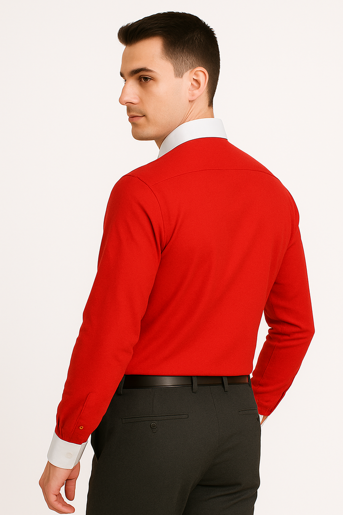 Classic Stylish Fashionable -White Collar Two Toned Contrast white collars Multi-color Men's Dress Shirt