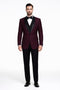 Mens 1 Button Shawl Lapel Wool Dinner Jacket in Burgundy