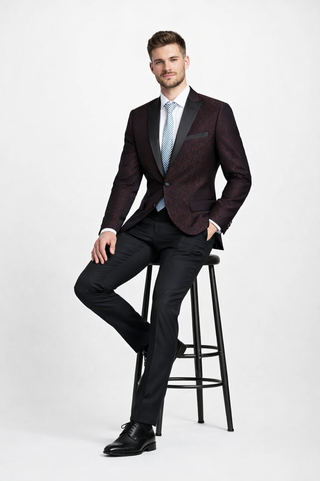 Mens Slim Fit Burgundy Tuxedo Blazer