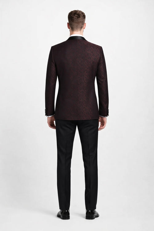 Mens Slim Fit Burgundy Tuxedo Blazer
