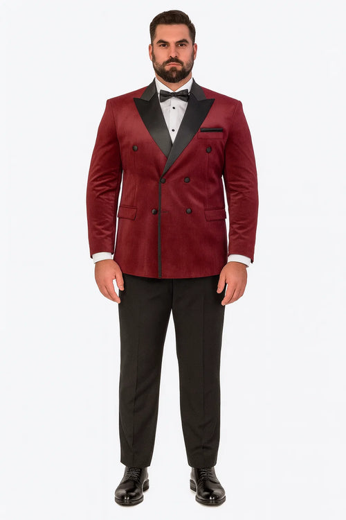 Burgundy Velvet Double Breasted Tuxedo Jacket – Wedding & Prom