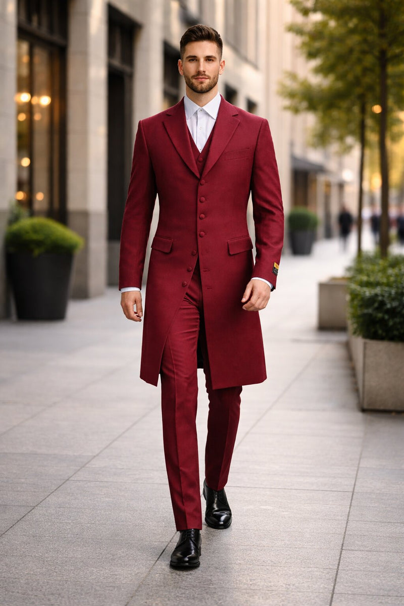 Mens Classic Vested Zoot Suit in Burgundy