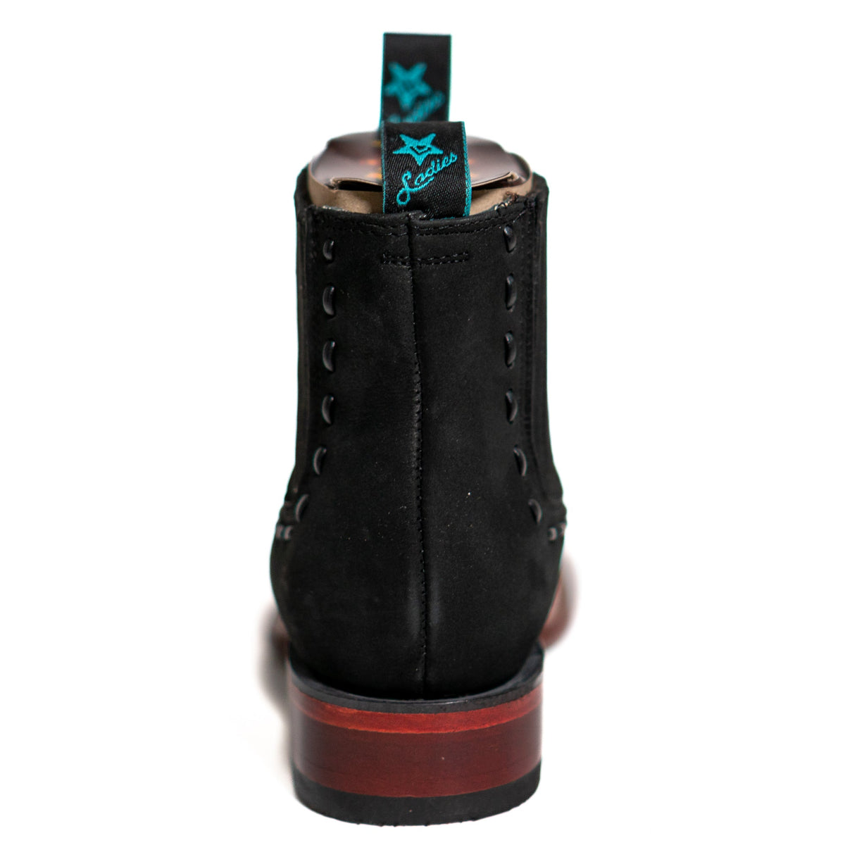 Los Altos Women's Boot Wide Square Toe Nobuck Black Leather Sole - Nobuck Black