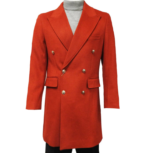 C-COUTURE DOUBLE BREASTED OVERCOAT- RED COLOR - AlbertoNardoniStore