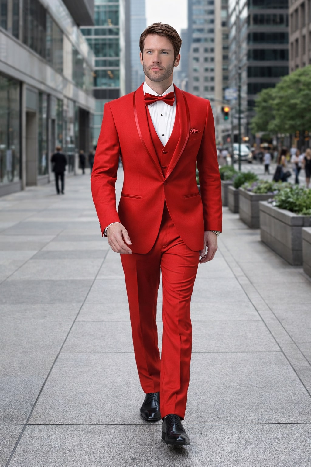 Classic Red Shawl Lapel Tuxedo for Men | 1-Button 4-Piece Suit