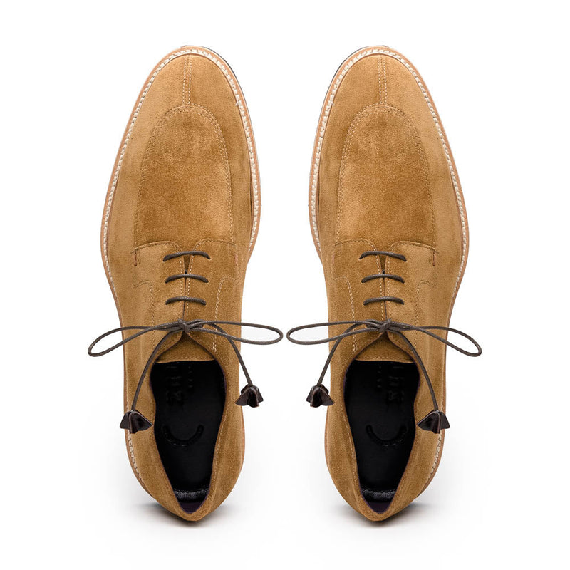 Zelli Campo Suede Goatskin Blucher Lace-up Shoes in Tobacco