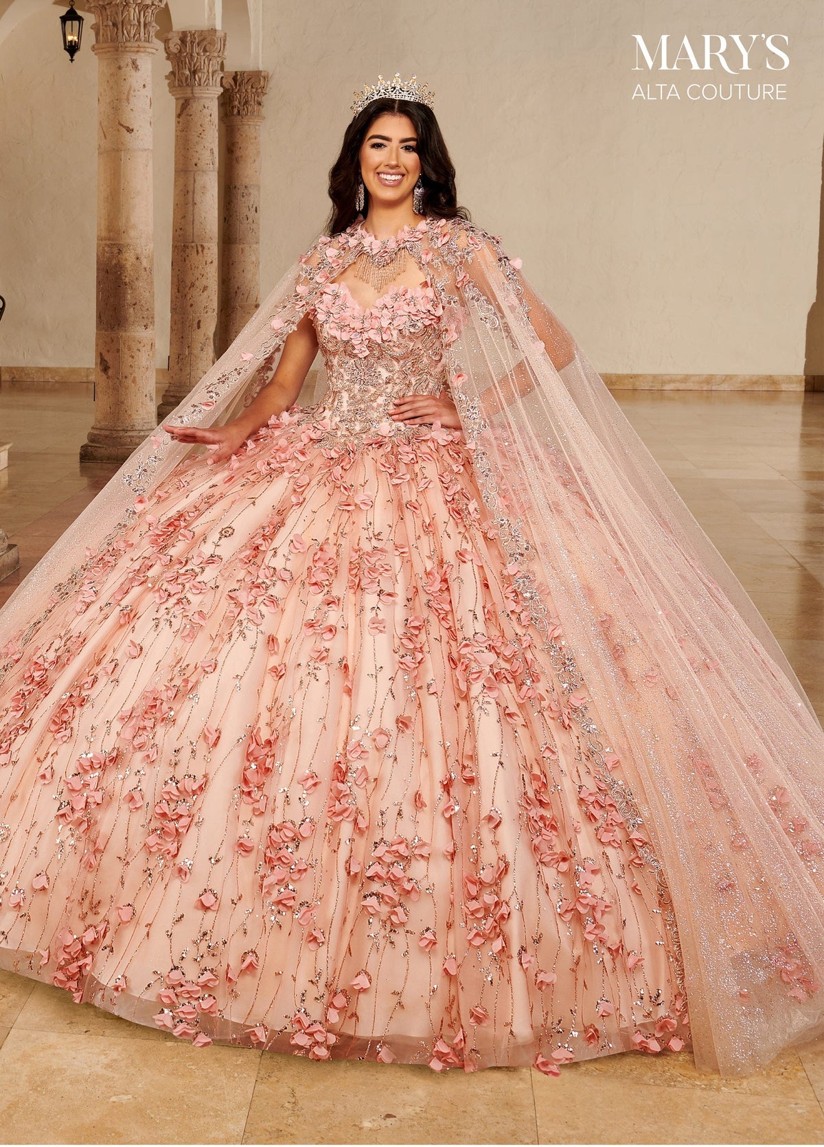 Alta Couture MQ3075 Cape Quinceanera Dress