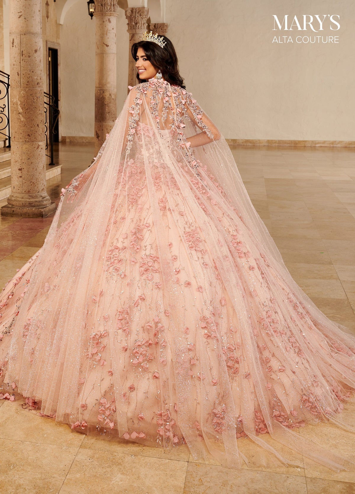 Alta Couture MQ3075 Cape Quinceanera Dress