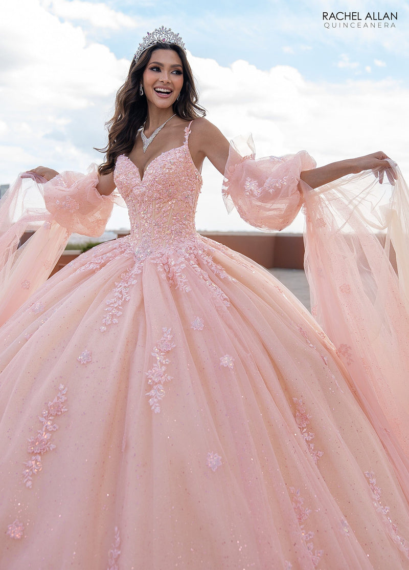 Rachel Allan RQ1133 Cape Sleeve Quinceanera Dress